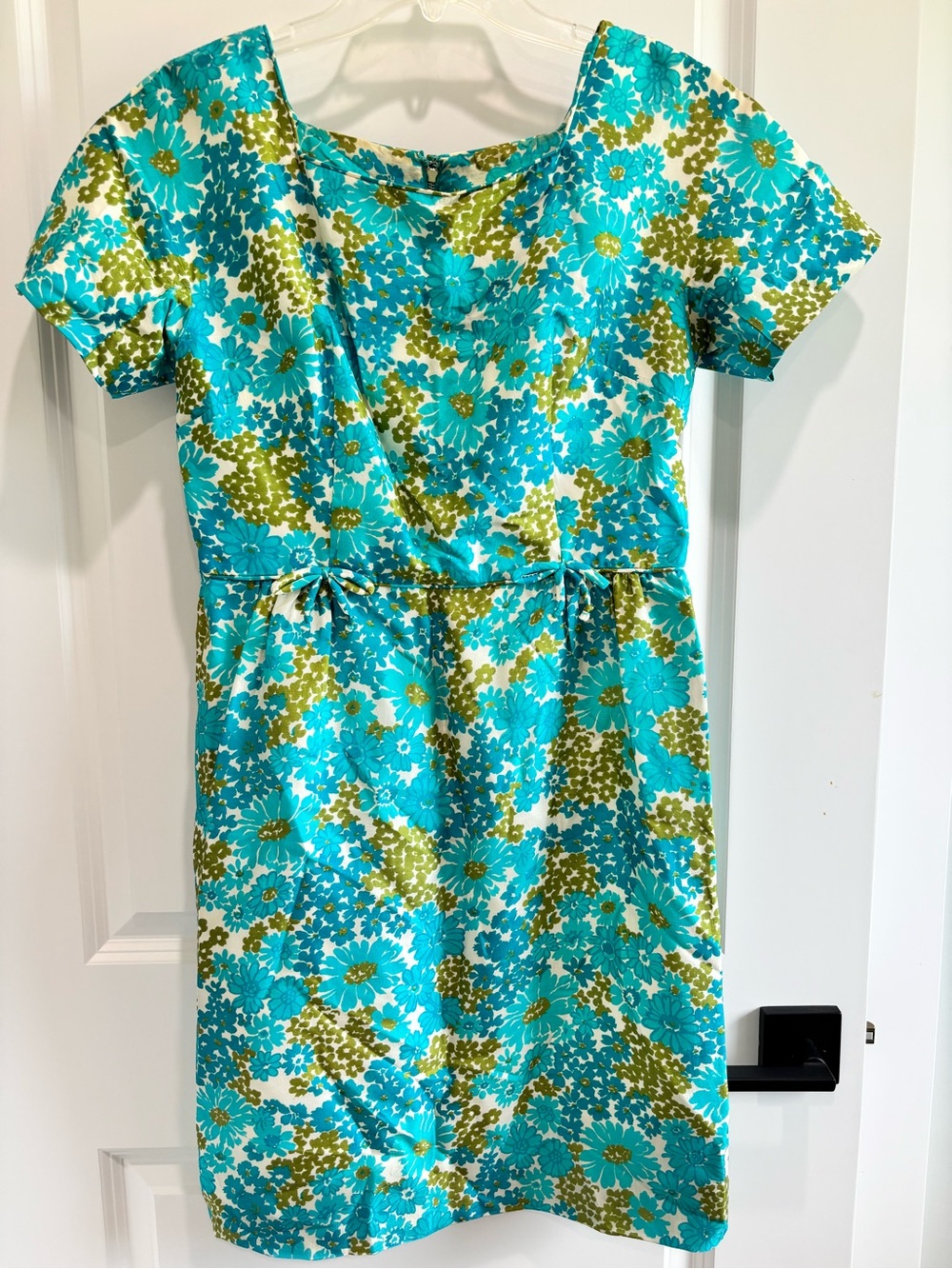 Vintage 60’s Pavelle Turquoise & Olive Floral Mini Dress